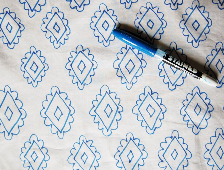 fabric pen and hand drawn pattern