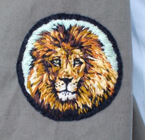 hand embroidered lion patch